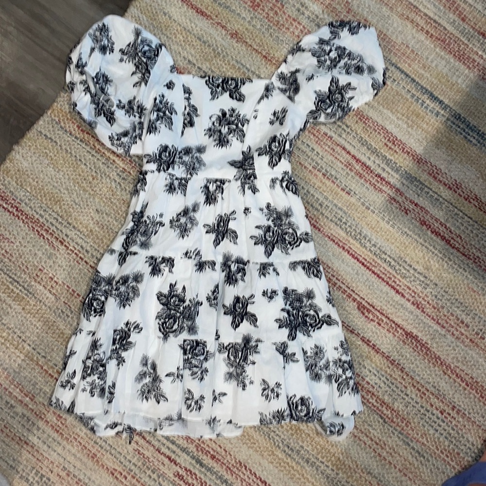 White and black flower dress